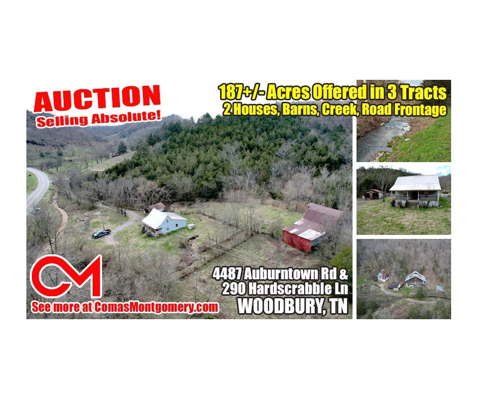 187+/ Acres Offered in 3 Tracts SELLING ABSOLUTE! Estate Auction featuring 2 Houses, Multiple