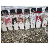 Handcrafted wood snow men 20.00 hang also