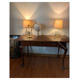 entrance hall table and lamps