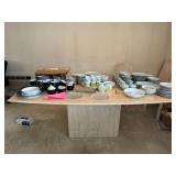 travertine dining room table set 