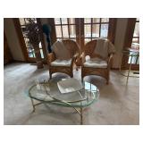 Wicker chairs, decor, coffee table 