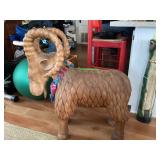 3 Foot Tall Ram Wood Carving