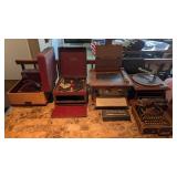Assortment of Vtg Antique Record Players & Typewriter