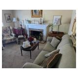 furniture, tea sets, wodden trunks, antique wooden rocking chairs.