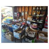 Household items including pots and pans and baking items to be displayed on tables on day of event