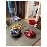 Hummingbird Feeder and kerosene lamp