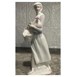 Lladró #4591 Girl w Cockerel Matte Retired Figurine Spain