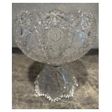 Vintage Cut Glass Pedestal Bowl – ABP Style, Deep Brilliant Cut