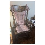 Vintage Wooden Rocker #1 with tole painting and quilted back/seat cover. Price $325 (a $500 value)