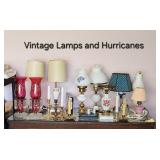 Vintage lamps and hurricanes