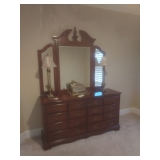 Kincaid Cherry Veneer Dresser (lamps and mirrored box not included) $250 