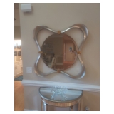 Bassett Silver Gold Leaf Free Organic Form Frame Round Beveled Mirror Retails $875 Make an offer