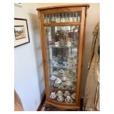 Antuue Oak Hutch with leaded glass accents