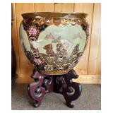 Oriental Fishbowl with stand 16 5/8 wide Bowl Top