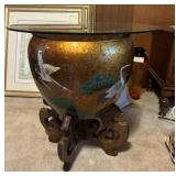 Oriental Fishbowl Swans with stand 16 5/8 Wide Bowl Top