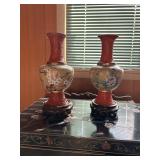 Vintage Chinese Cloisonne 10.75" Vases Vintage