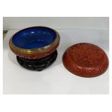 Red Cinnabar Carved Floral Design Box 