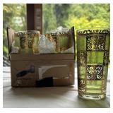 Culver Prado Green 22kt Highball Glasses 5.7" tall (4 count)