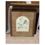 Water Color Chickadee Print signed Vintage
