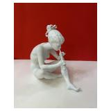 AK Kaiser Porcelain Young Girl Playing Flute 7.75" T