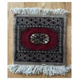 Red Pakistani Jaldar Wool Mini Rug 12" x 12" 