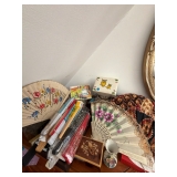 Vintage children’s music box & fans