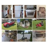 2007 Chevrolet Corvette, 1972 Ducati Motorcycle, EZ Fit 10x16 Sheds, 2024 Zero Turn Mower, Appliance