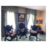 Vintage Neo Renaissance Style Lion Head Savonarola Throne Chair w/Mahogany Frame