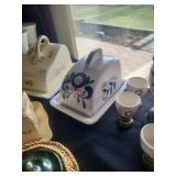 Vintage hand-painted ceramic Scandinavian - style cheese keeper