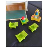 Vintage Fisher - Price Little People Play Family School house - set opens up to reveal a classroom -
