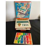 Vintage Fisher -Price School Days Play desk - set includes stencil cards and magnetic letters