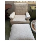 Floral off White Chair and Ottoman