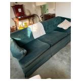 Mid century modern Green Velvet tufted chesterfield couch - has been reupholstered