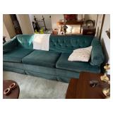 Mid century modern Green Velvet tufted chesterfield couch - has been reupholstered