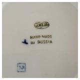 Vintage Gzhel Hand Painted Covered Porcelain Bowl Blue & White Candy Trinket Dish