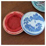 Chinese ink, a red ink in its porcelain container. Ideal to be used with Chinese stamp or seal.