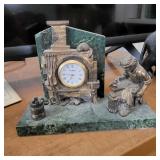 Art Deco Marble & Bronze Figural table clock of a Watch Master from Russia