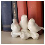 Vintage White Porcelain Gerold Porzellan Bavaria W. Germany 3 Birds Family on Branch Twig Figurine