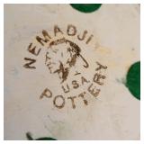 Vintage Nemadji Pottery Vase…Handmade Pottery. Clay. MCM. Swirled Vase. Retro Container. Orange. Gre