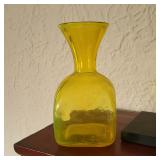 Old Amber Yellow Colored Square Molded Glass Bottle