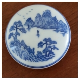 Chinese ink, a red ink in its porcelain container. Ideal to be used with Chinese stamp or seal.