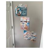 Christian inspirational beach-themed canvas prints featuring motivational Bible verses. 