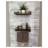 Rustic Wood Wall Storage Shelves Organizer for Kitchens or Bathrooms