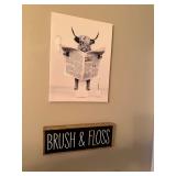 Funny Highland Cow Bathroom Wall Art Prints, Animal Picture for Bathroom Restroom Decoration & a "BR