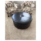 Large Round Button-Top Storage Ottoman 