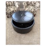 Large Round Button-Top Storage Ottoman 