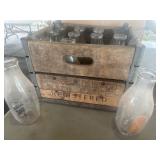 Wood Crate w/Milk Bottles