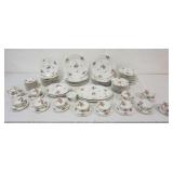 1034	HAVILAND LIMOGES CHANTELET DINNERWARE 76 PIECES INCLUDING 12-10 1/2 IN PLATES, 12-7 3/4 IN BOWLS, 12-6 3/4 IN PLATES, 12-5 IN BOWLS, 11 CUPS & SAUCERS PLUS TRAYS