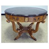 1268	CENTURY MARBLE TOP TABLE WITH 2 DRAWERS, APPROXIMATELY 41 IN X 30 IN H