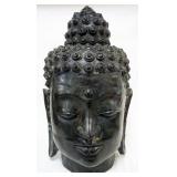 1003	LARGE BRONZE HOLLOW BUDDHA HEAD, APPROXIMATELY 36 IN H